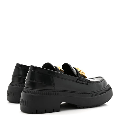 Fendi Vitello Abrasivato Fendigraphy 50mm Loafers 40.5 Black 6 of 9