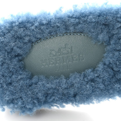 Hermes Woolskin Oran Sandals 38.5 Bleu 7 of 8
