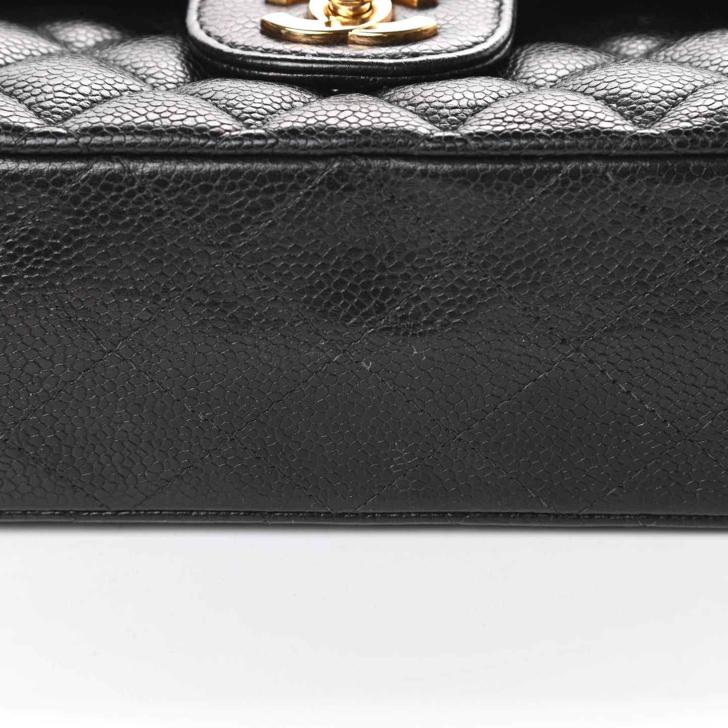 Caviar Quilted Medium Double Flap Black