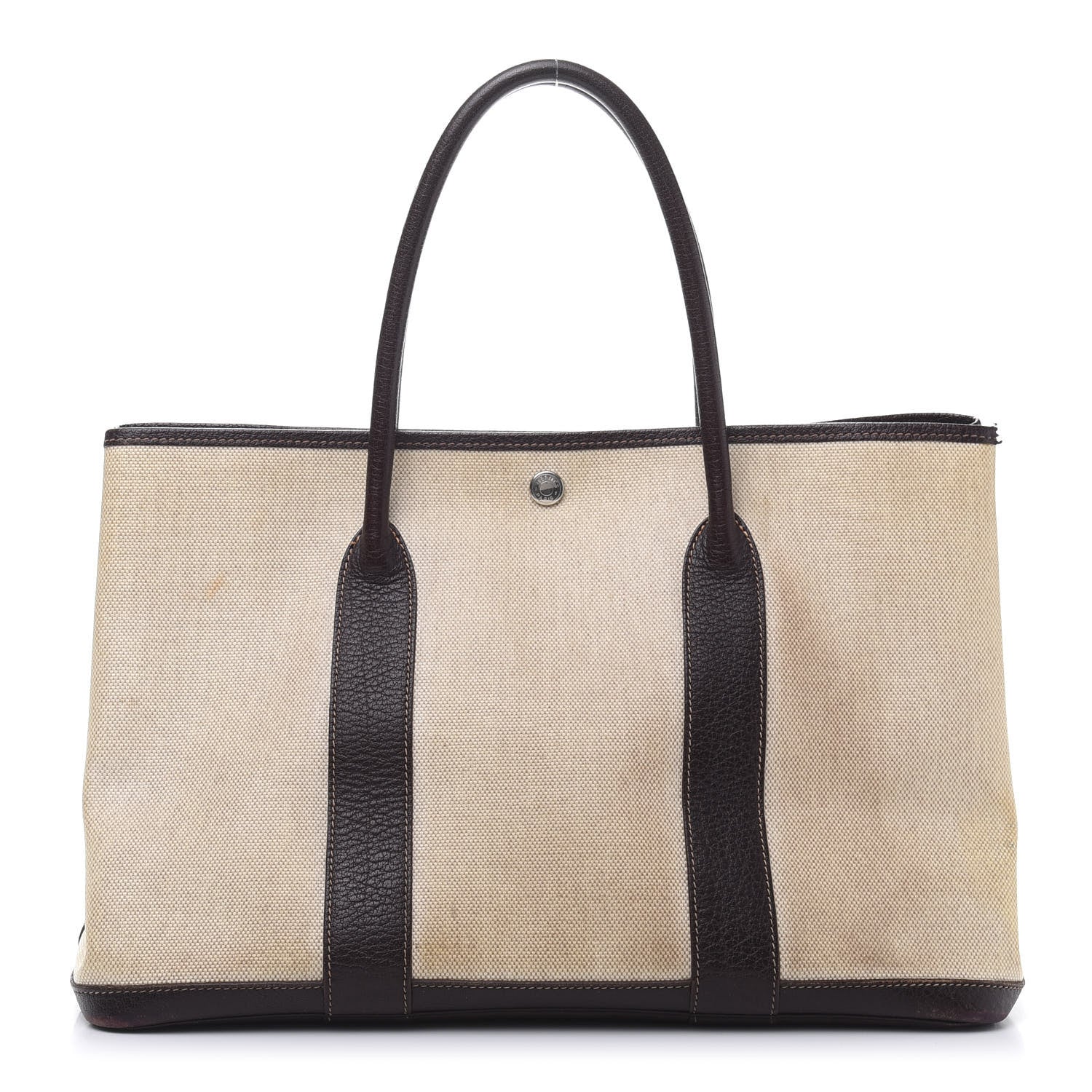 Hermes Toile Buffle Gala Garden Party Tote 36 MM Marron Fonce 1 of 15