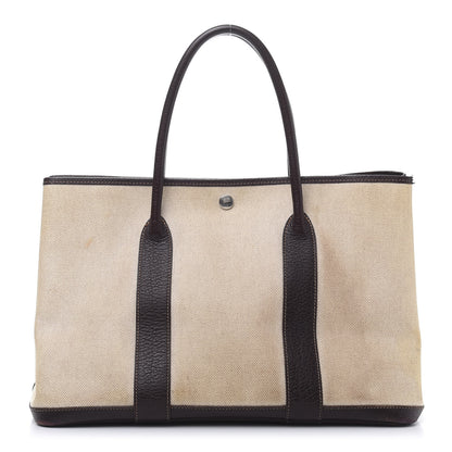 Hermes Toile Buffle Gala Garden Party Tote 36 MM Marron Fonce 1 of 15