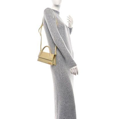 Jacquemus Calfskin Crocodile Embossed Le Chiquito Long Pale Yellow 2 of 8