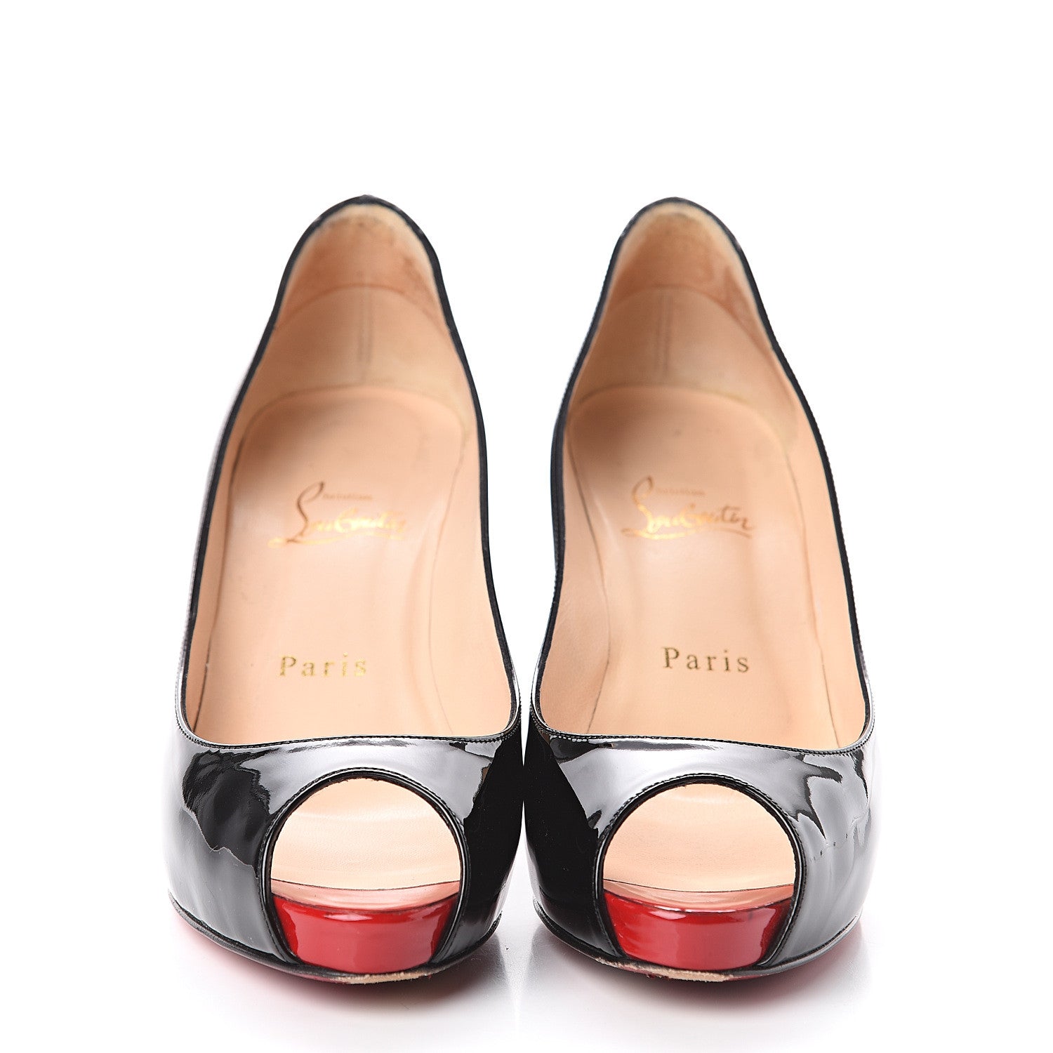 Christian Louboutin Patent Mater Claude 85 Platform Pumps 37 Black Red 2 of 7