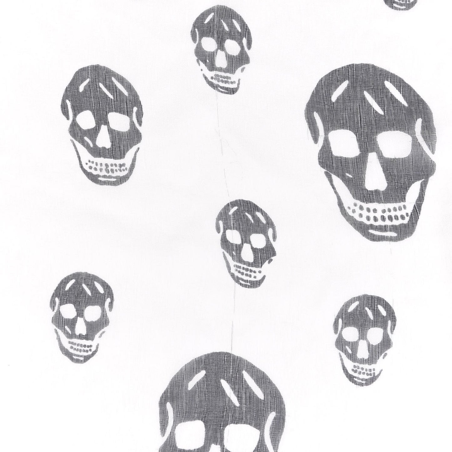 Silk Chiffon Skull Scarf Ivory Black