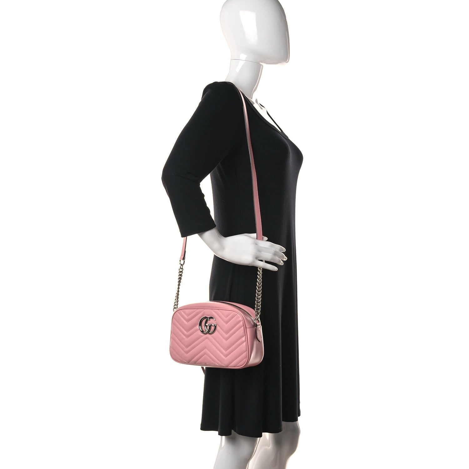 Gucci Calfskin Matelasse Small GG Marmont Chain Shoulder Bag Wild Rose 2 of 15