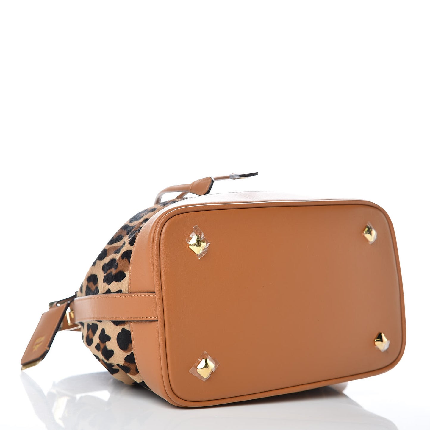 Calf Hair Calfskin Small Drawstring Bucket Bag Leopard