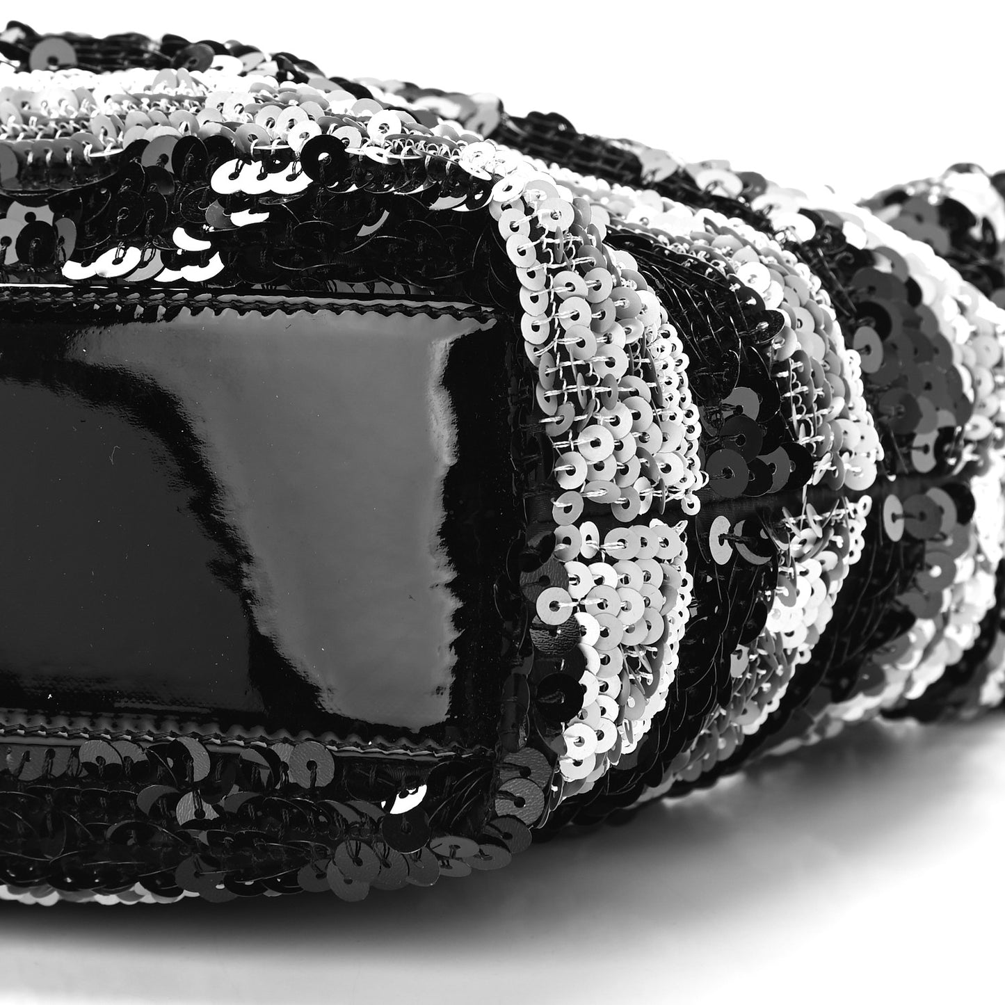 Sequin Striped Mademoiselle Tote Black Silver