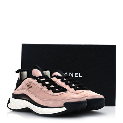 Chanel Suede Calfskin Nylon Grosgrain CC Sneakers 39.5 Light Pink 13 of 13