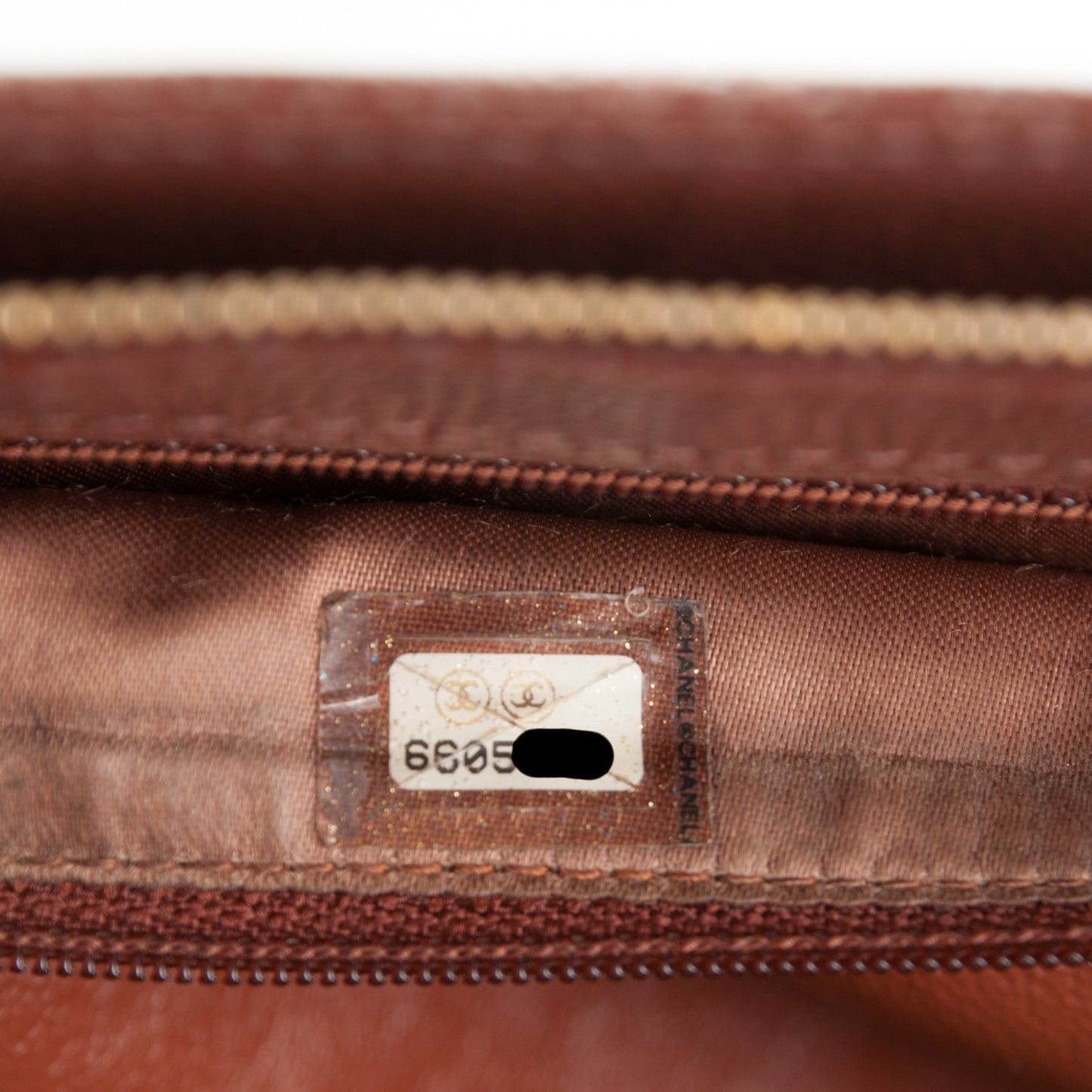 Metallic Caviar Quilted Shopping Tote Brown