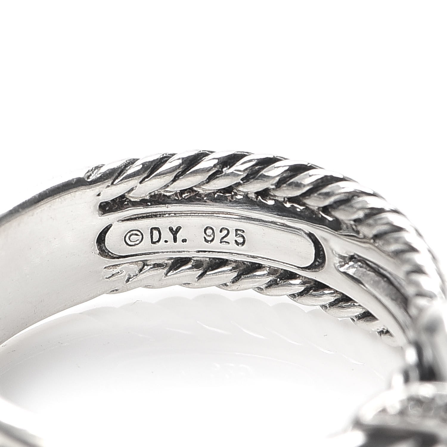 David Yurman Sterling Silver Diamond X Crossover Ring 54 7 4 of 4