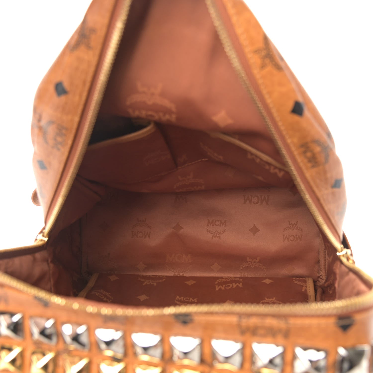 MCM Visetos Crown Stud Medium Stark Backpack Cognac 4 of 13