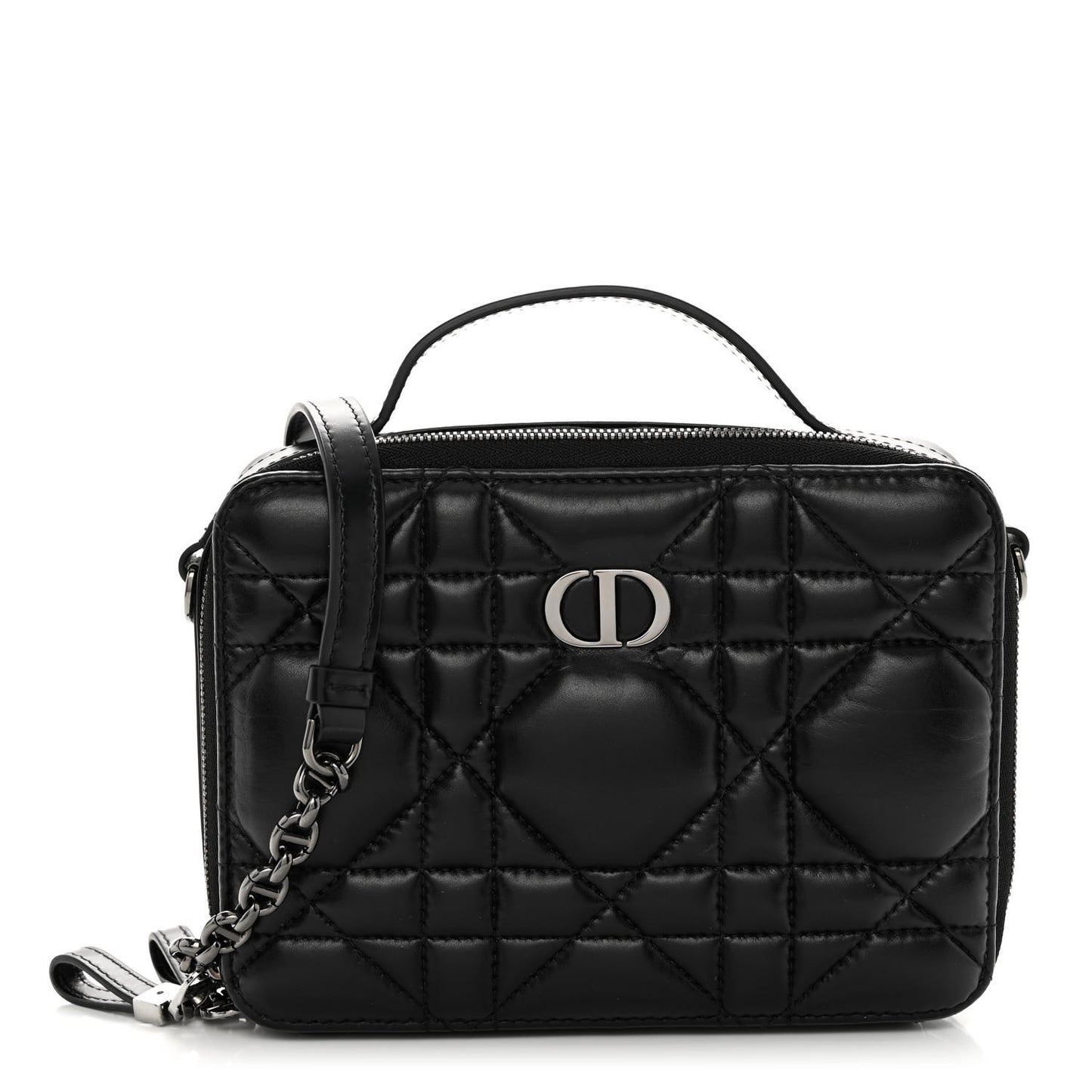 Calfskin Macrocannage Caro Box Bag Black