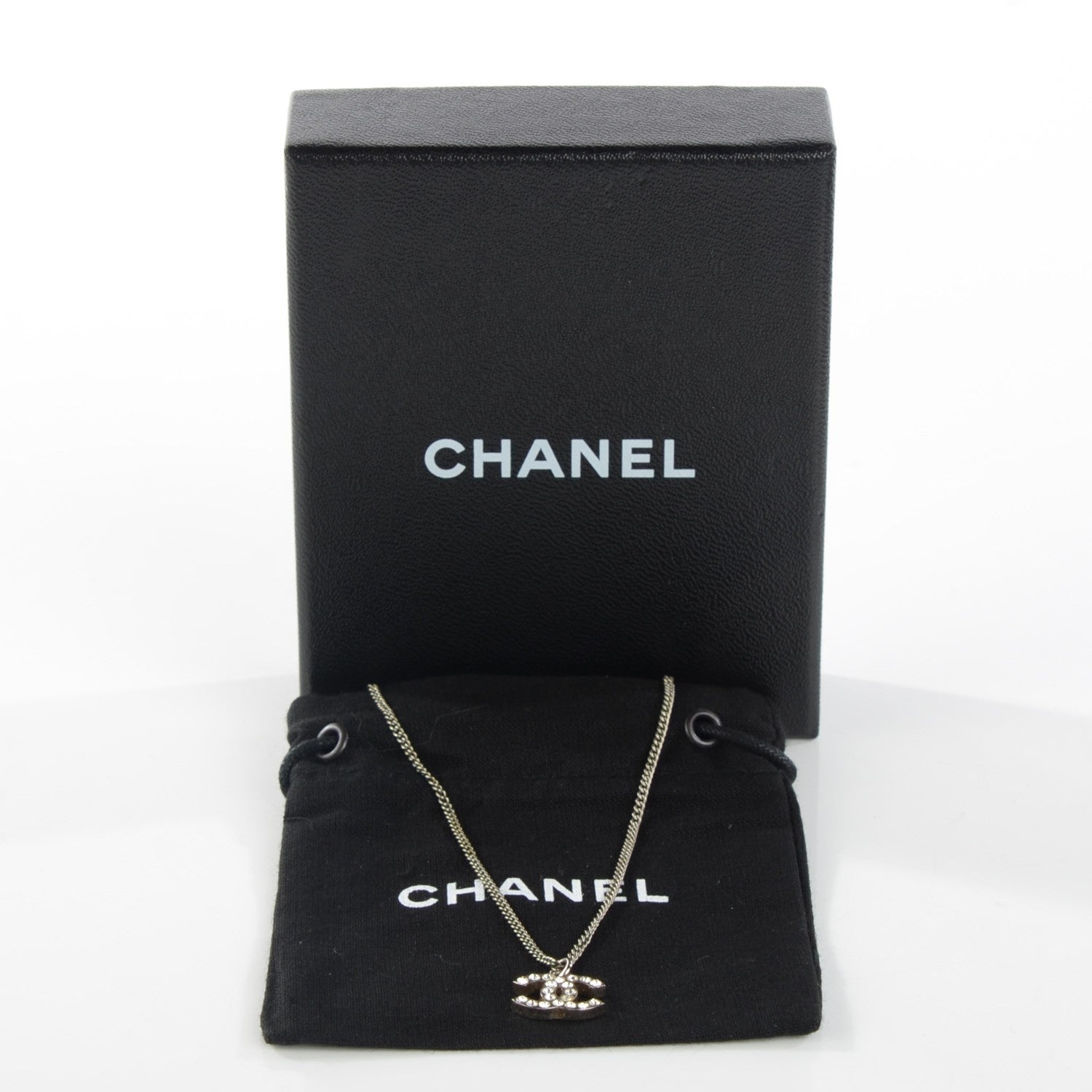 Chanel Crystal Timeless CC Necklace Silver 4 of 7