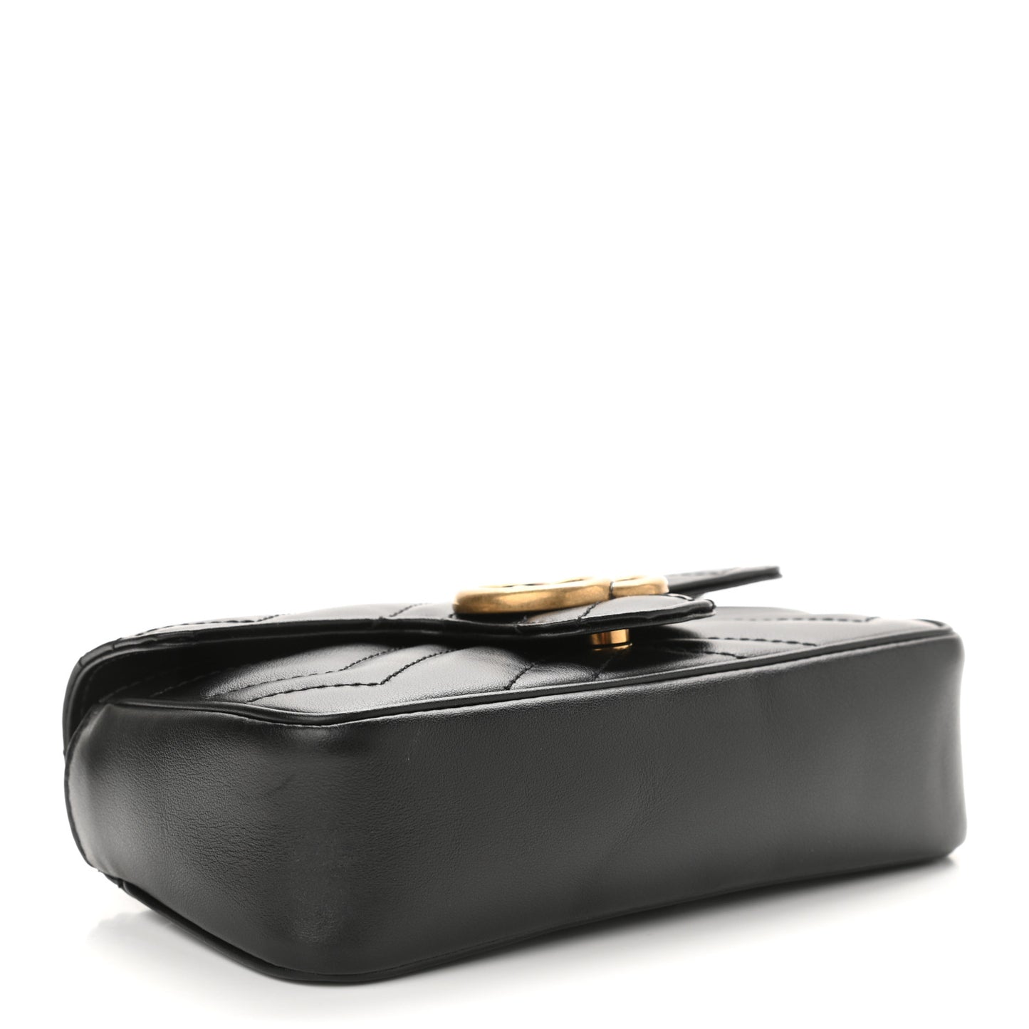 Calfskin Matelasse Super Mini GG Marmont Shoulder Bag Black