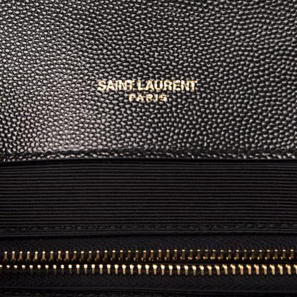 Saint Laurent Grain De Poudre Textured Mixed Matelasse Large Triquilt Monogram Satchel Black 9 of 10