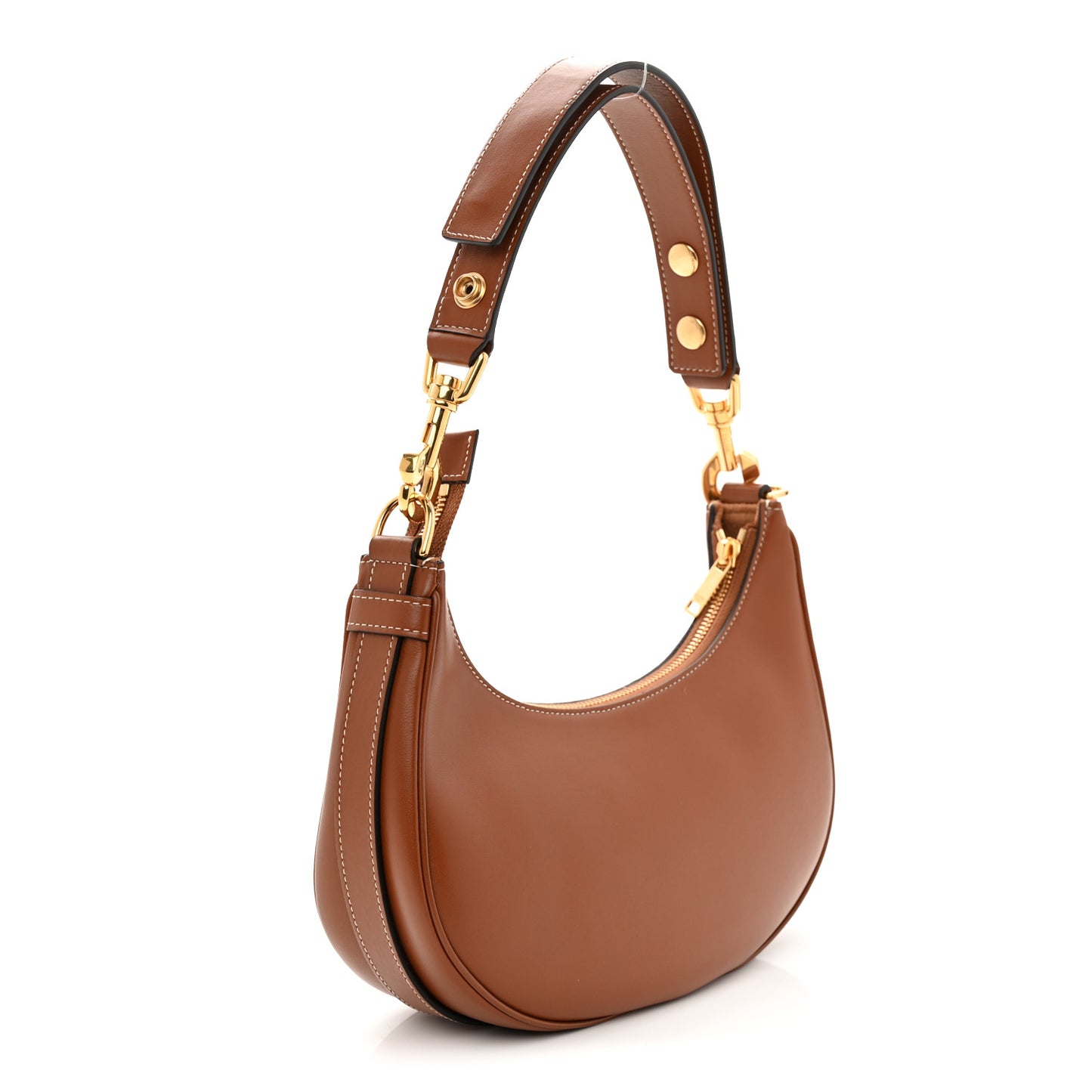 Smooth Calfskin Medium Strap Ava Shoulder Bag Tan