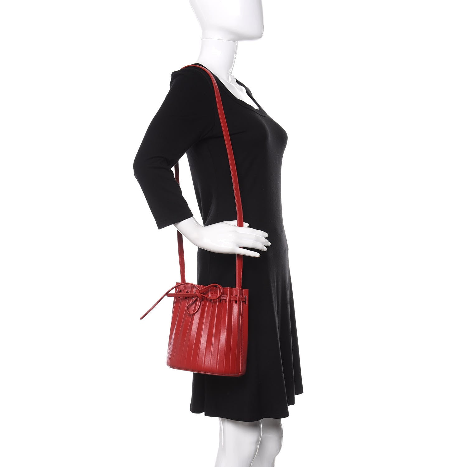 Mansur Gavriel Vegetable Tanned Calfskin Pleated Mini Bucket Bag Fiesta Flamma 2 of 10