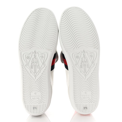 Gucci Calfskin Ayers Web Blind For Love Embroidered Womens Ace Sneakers 37.5 White 7 of 11
