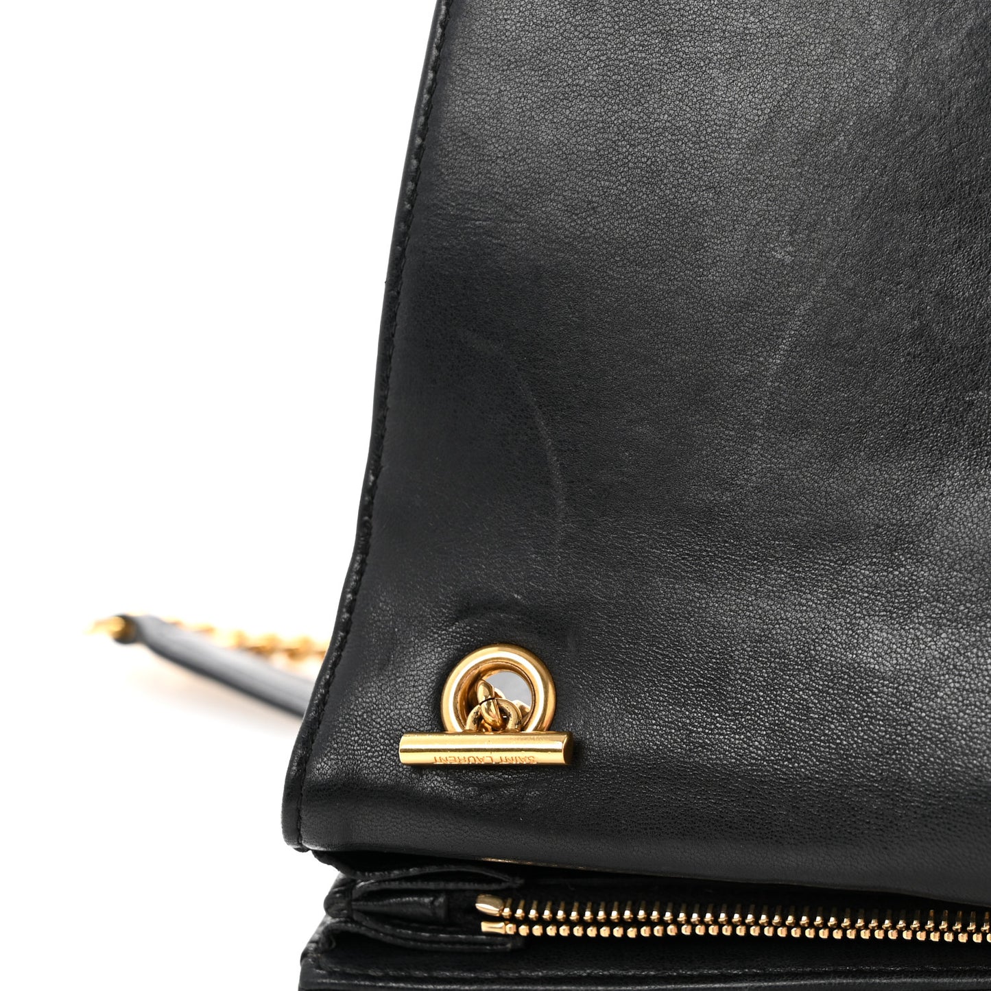 Lambskin Matelasse Monogram Vicky Chain Wallet Black