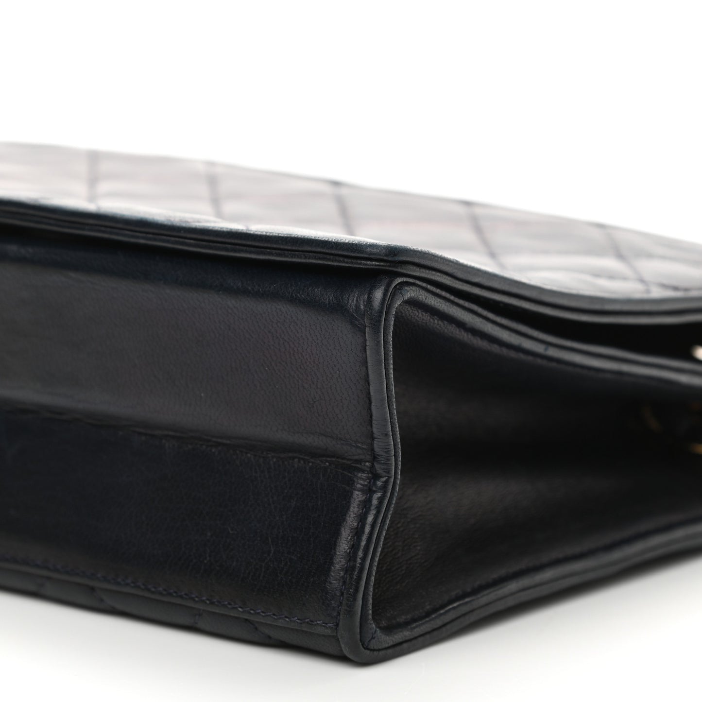 Lambskin Quilted Small Single Flap Bag Navy