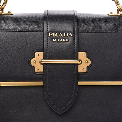Prada City Calfskin Saffiano Cahier Top Handle Bag Black 12 of 12
