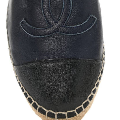 Chanel Lambskin CC Espadrilles 39 Navy Black 10 of 14