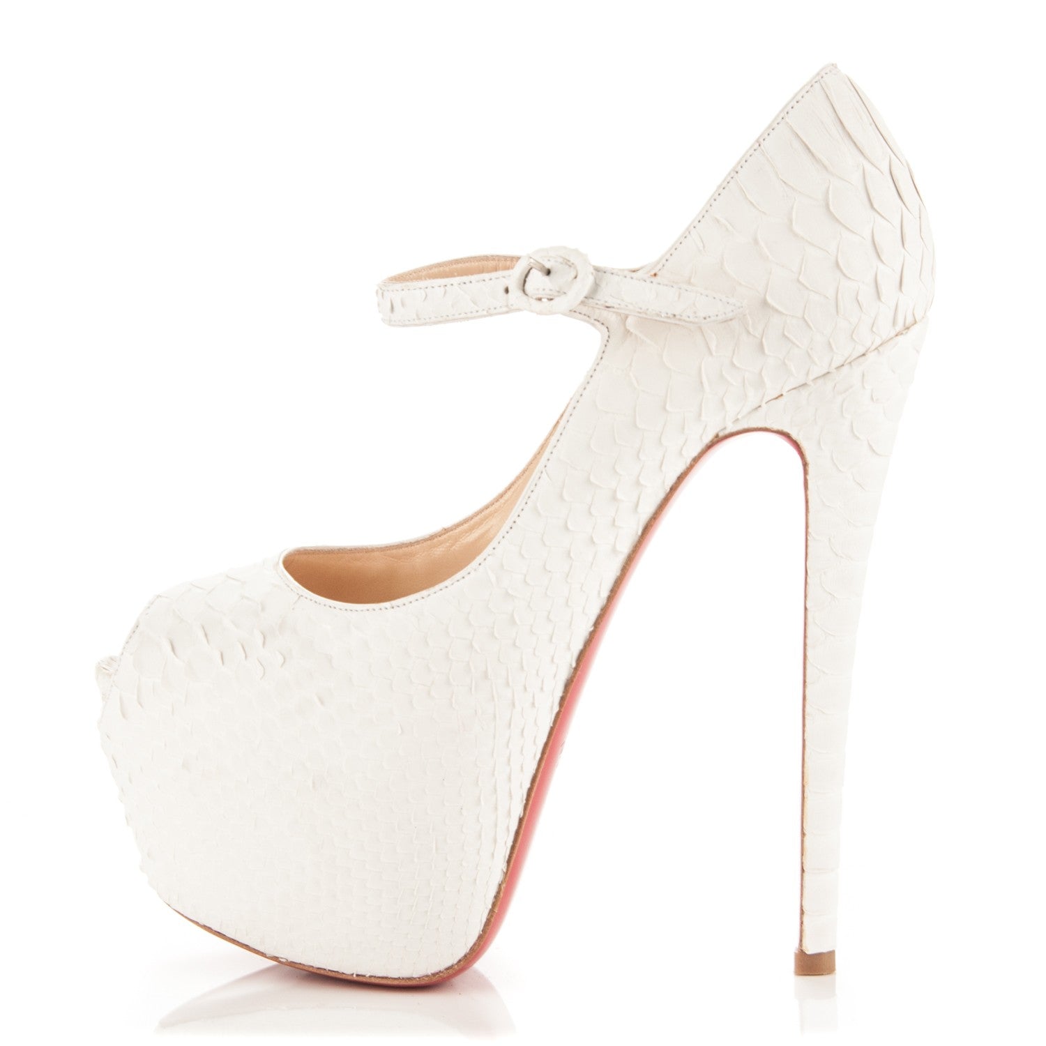 Christian Louboutin Matte Python Lady Highness 160 Pumps 36.5 White 1 of 8