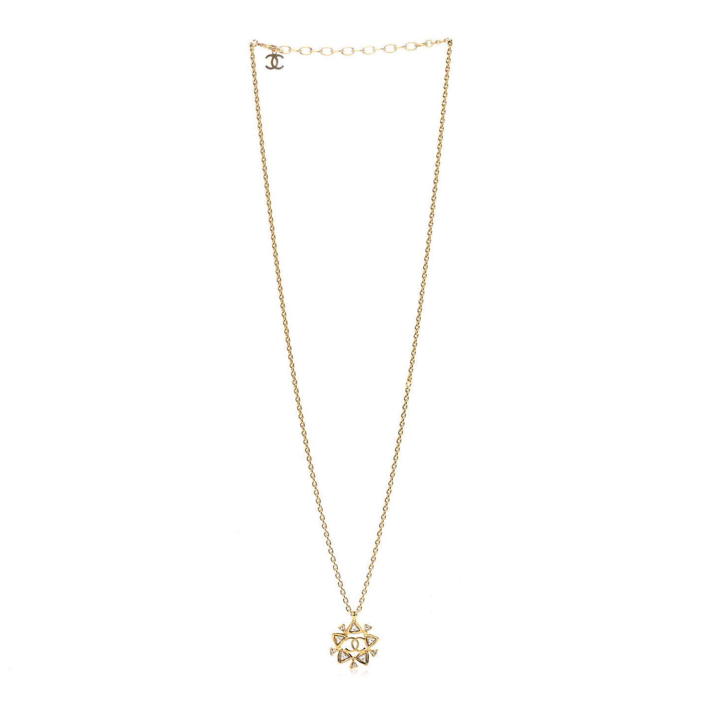 Crystal CC Pendant Necklace Gold