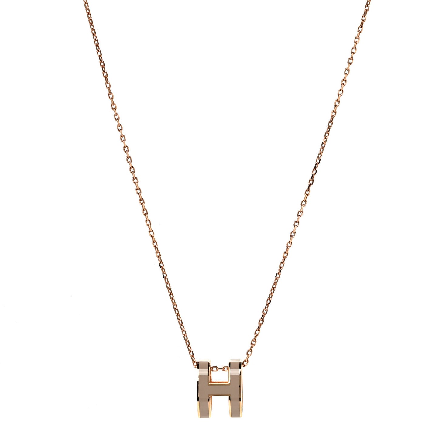 Lacquered Rose Gold Pop H Pendant Necklace Marron Glace