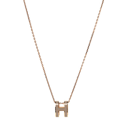 Hermes Lacquered Rose Gold Pop H Pendant Necklace Marron Glace 1 of 4