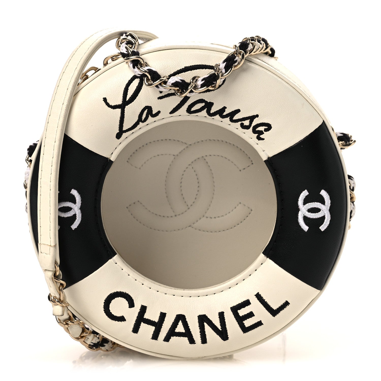 Chanel Lambskin Coco Lifesaver Round Bag Black White 1 of 11