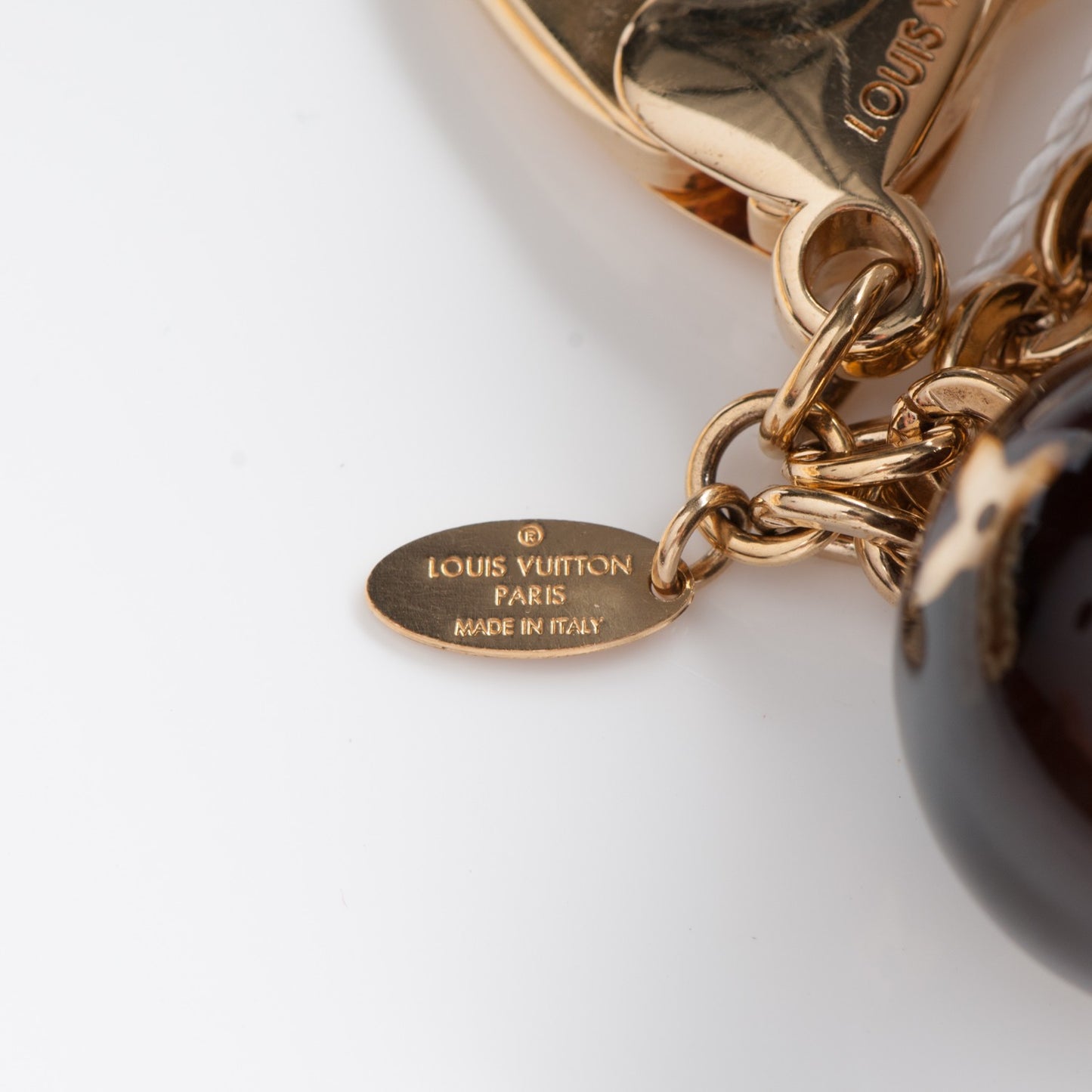 Monogram Ball Charm Key Chain Brown