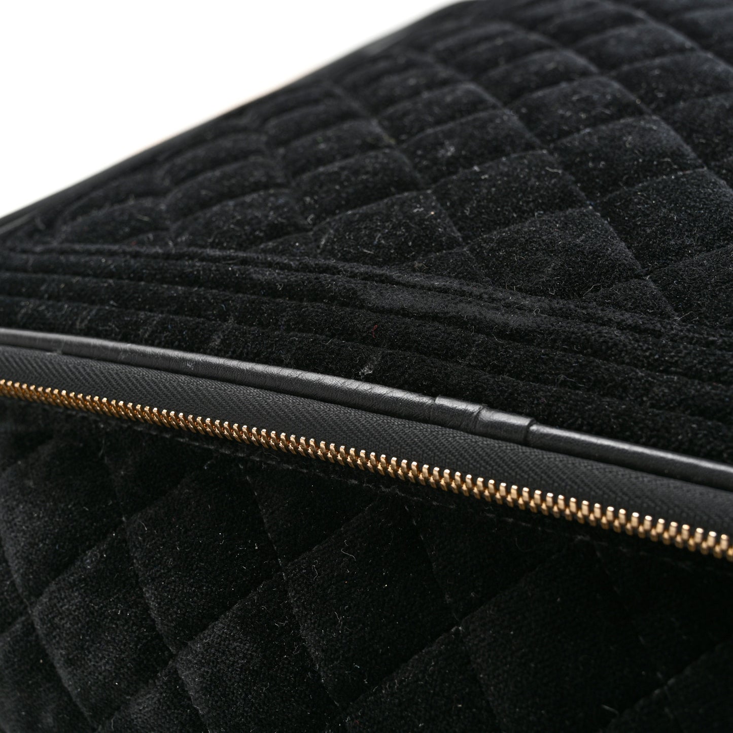 Suede Quilted Coco Case Trolley Black