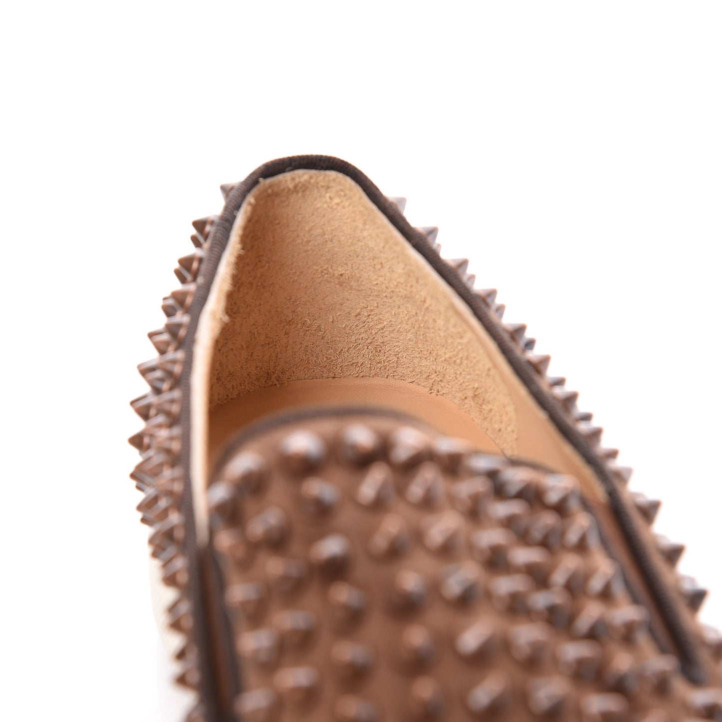 Veau Velours Spikes Mens Roller Boat Flats 41 Chatain Antique Copper