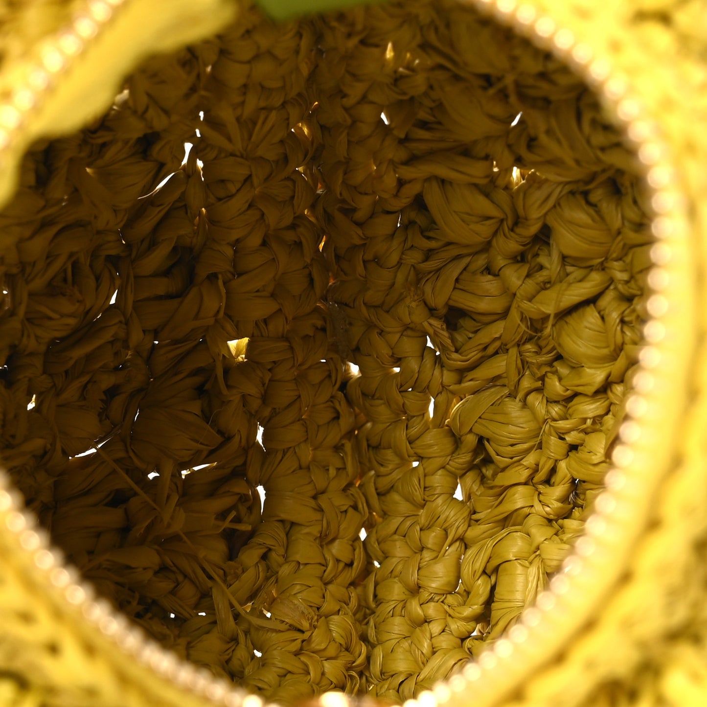 Raffia Calfskin Paula's Ibiza Lemon Coin Case Yellow