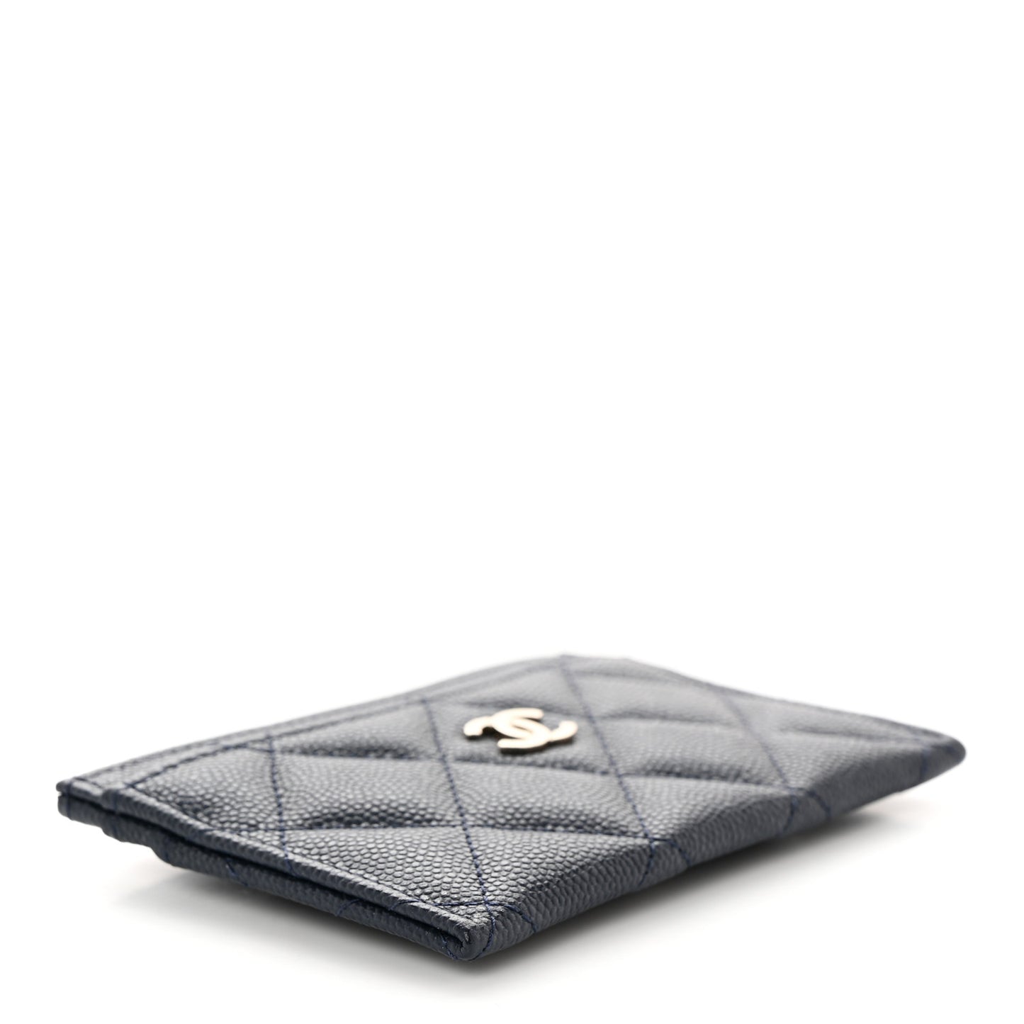 Caviar Quilted Card Holder Navy