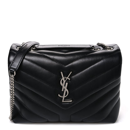 Saint Laurent Calfskin Y Quilted Monogram Small Loulou Chain Satchel Black 1 of 10