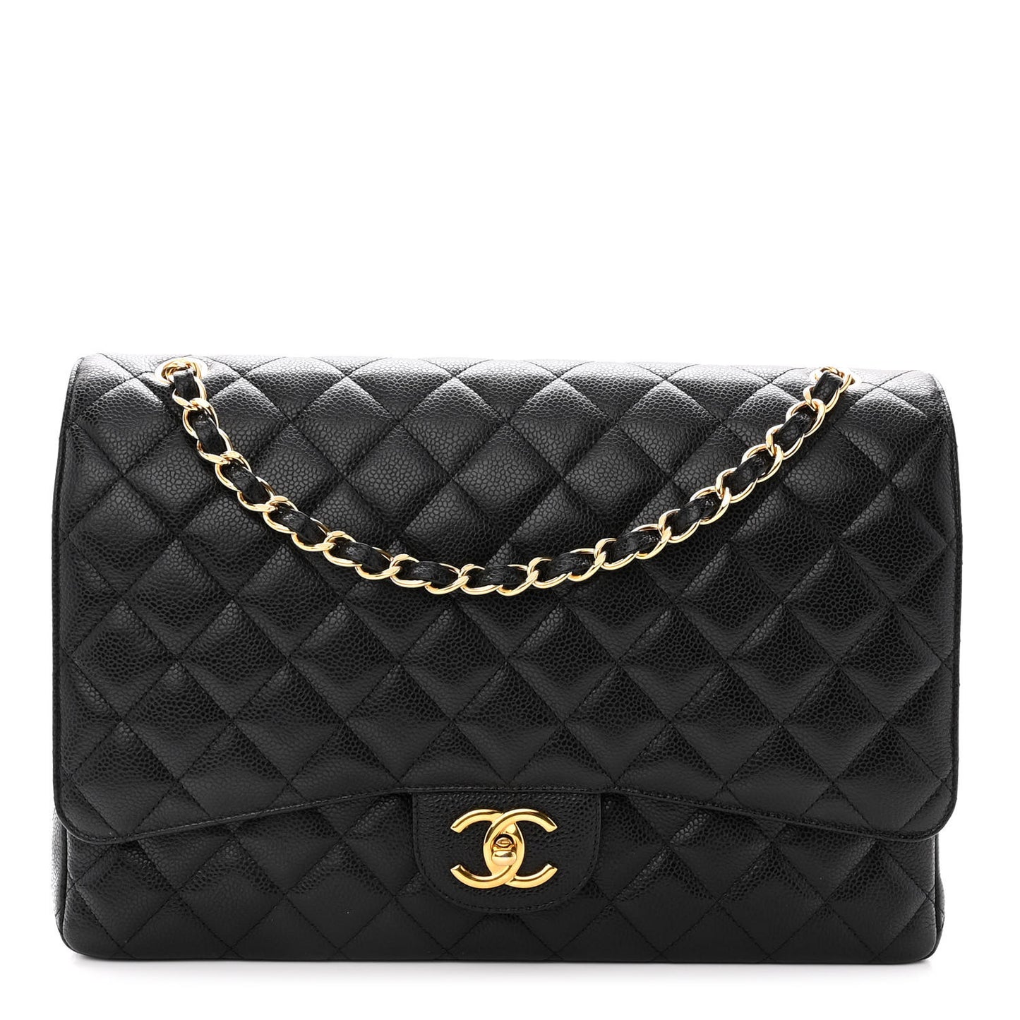 Caviar Quilted Maxi Double Flap Black