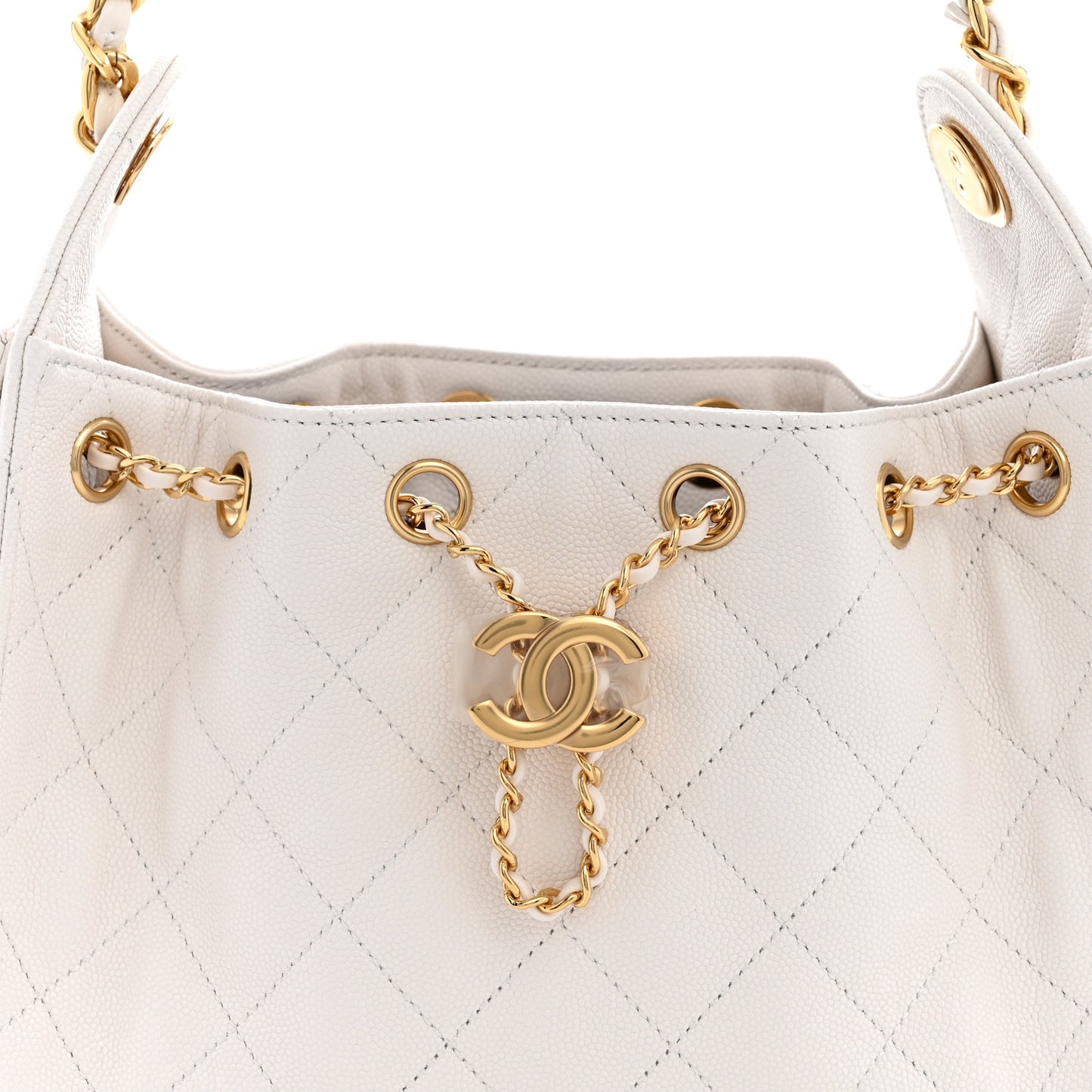 Caviar Quilted Mini Chanel 25 Handbag White