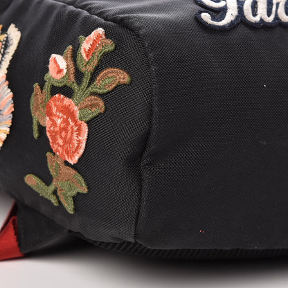 Gucci Techno Canvas Web L'Aveugle Par Amour Embroidered Double Buckle Backpack Black 9 of 12