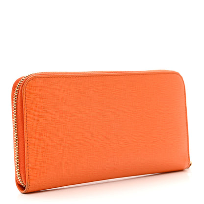 Fendi Vitello Elite Zip Around Wallet Arancio 3 of 9