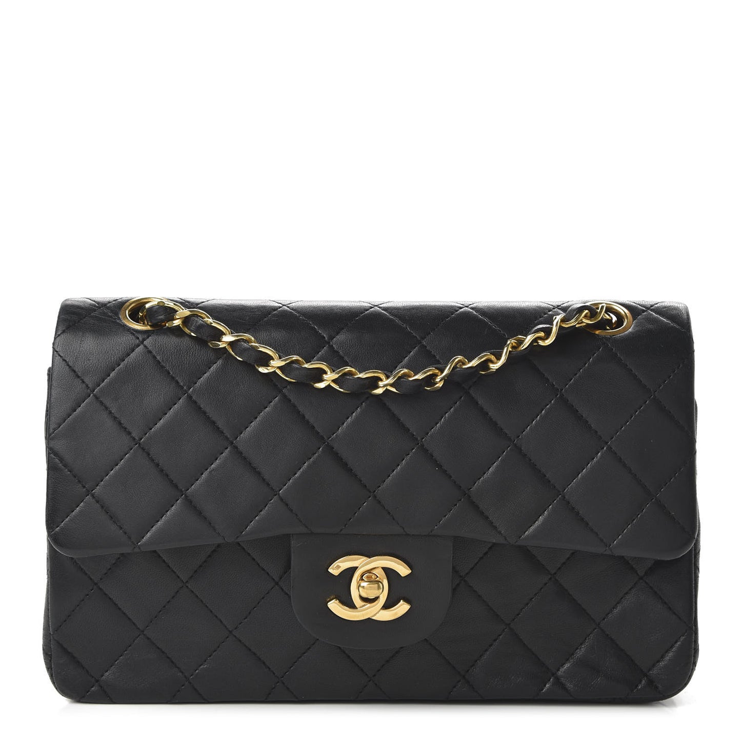 Lambskin Quilted Small Double Flap Black