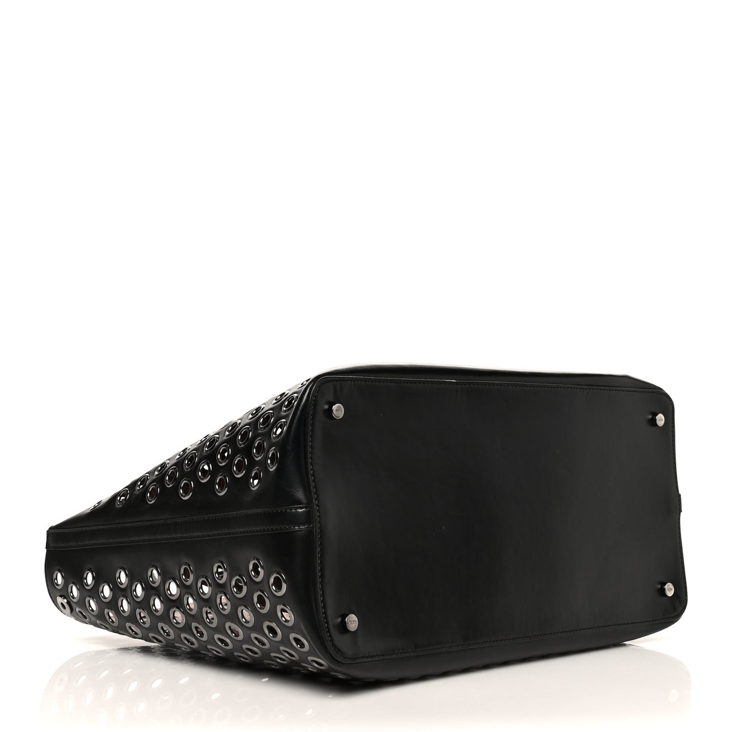 Calfskin Grommet Tote Black