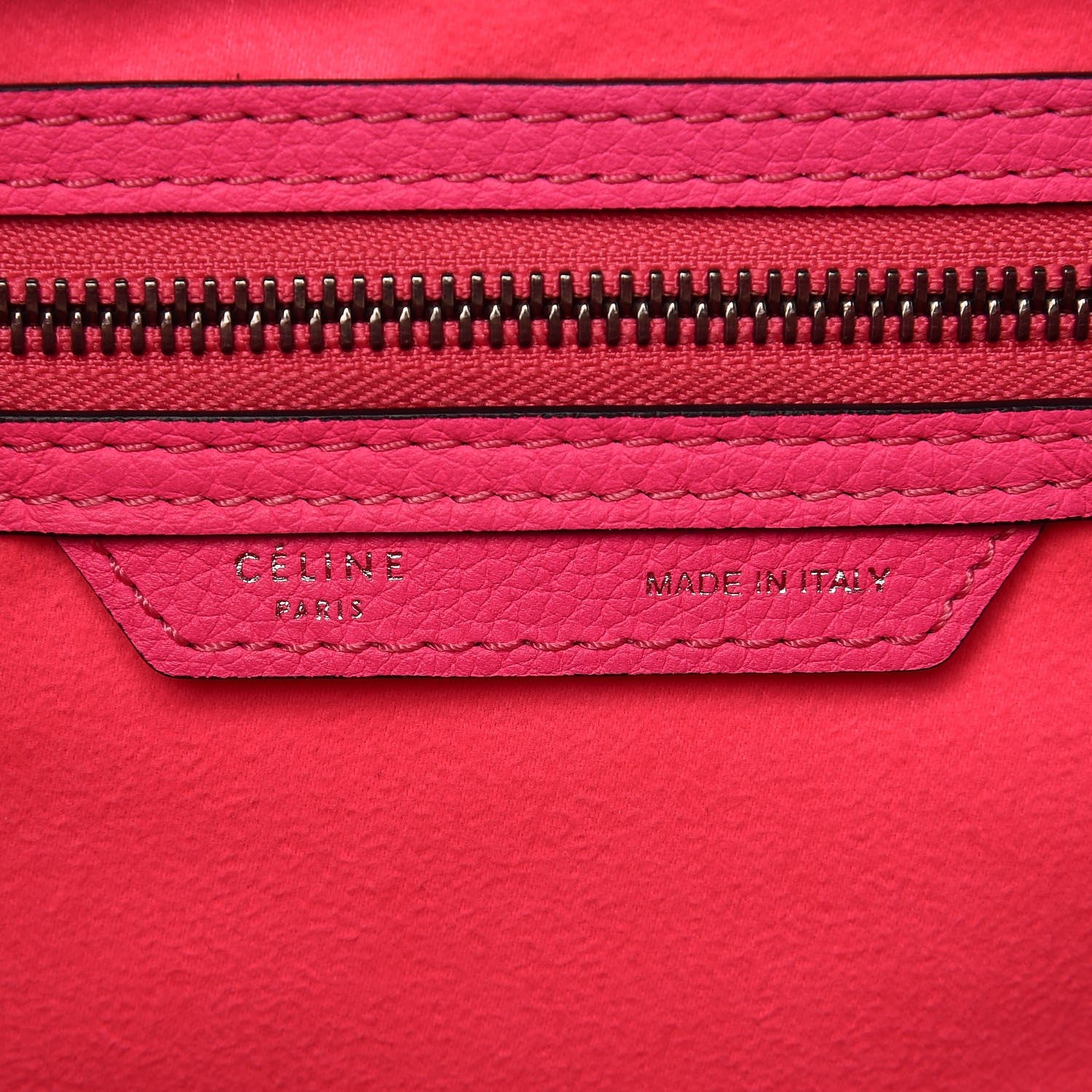 Celine Drummed Calfskin Mini Luggage Fluo Pink 6 of 12