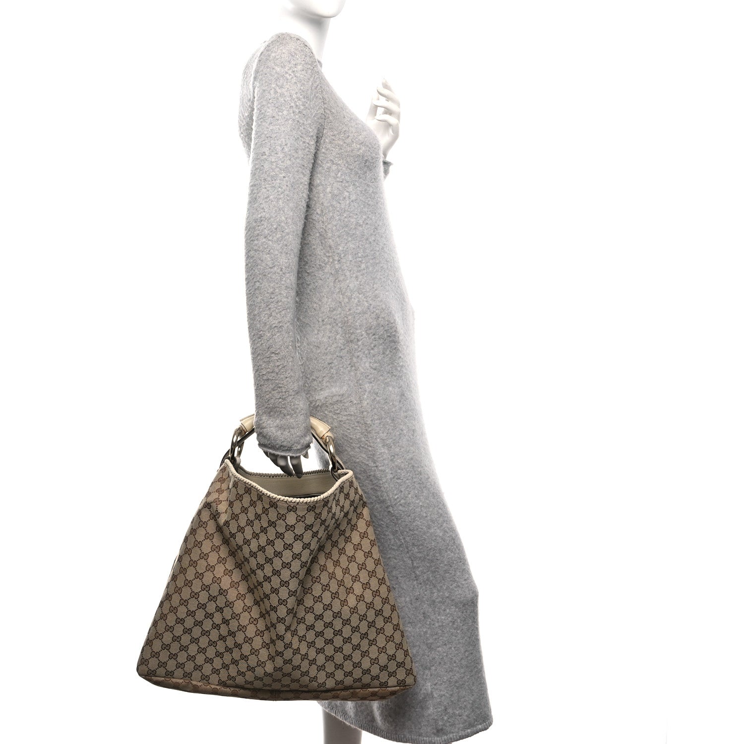 Gucci Monogram Large Horsebit Chain Hobo Off White 2 of 10