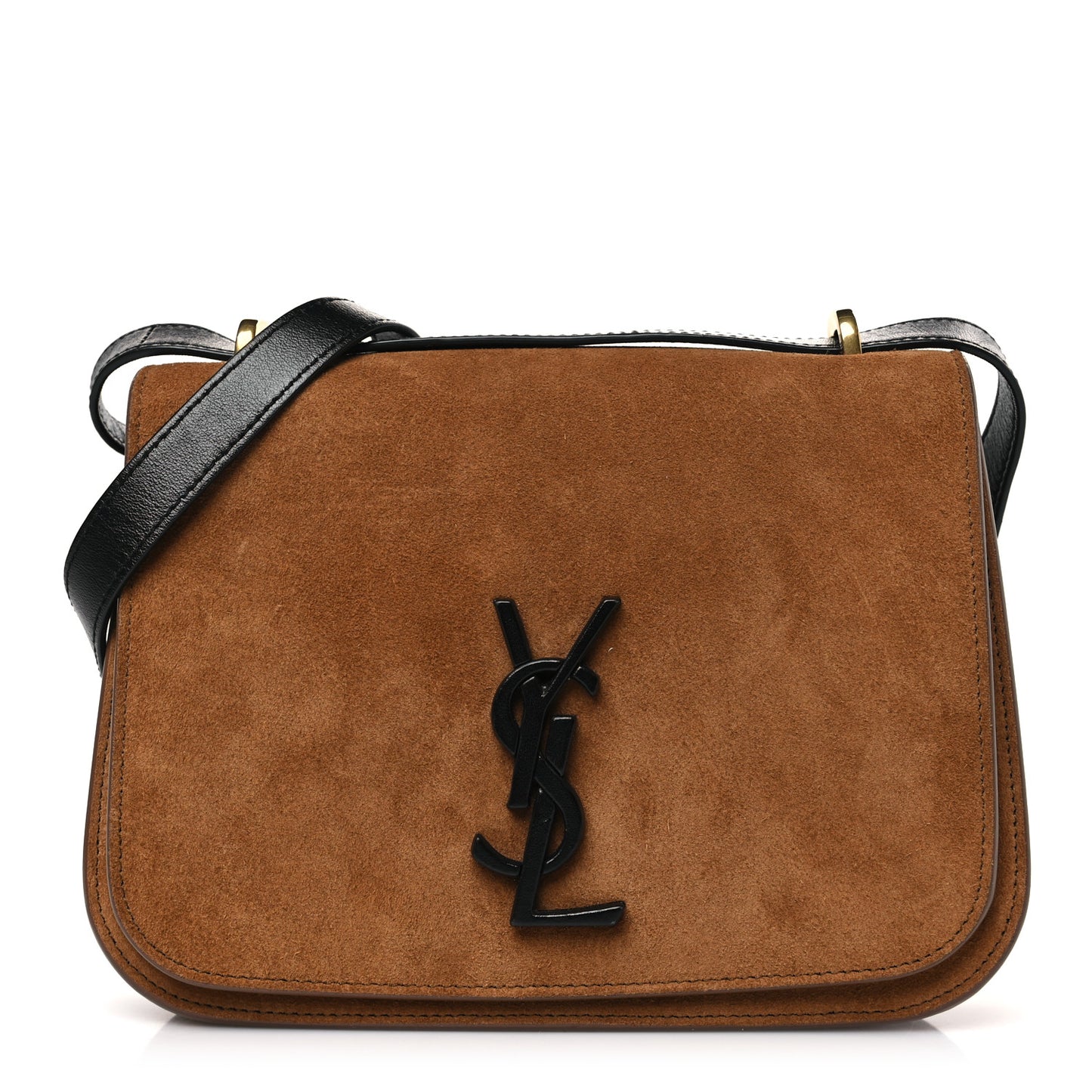 Suede Monogram Small Spontini Saddle Bag Brown