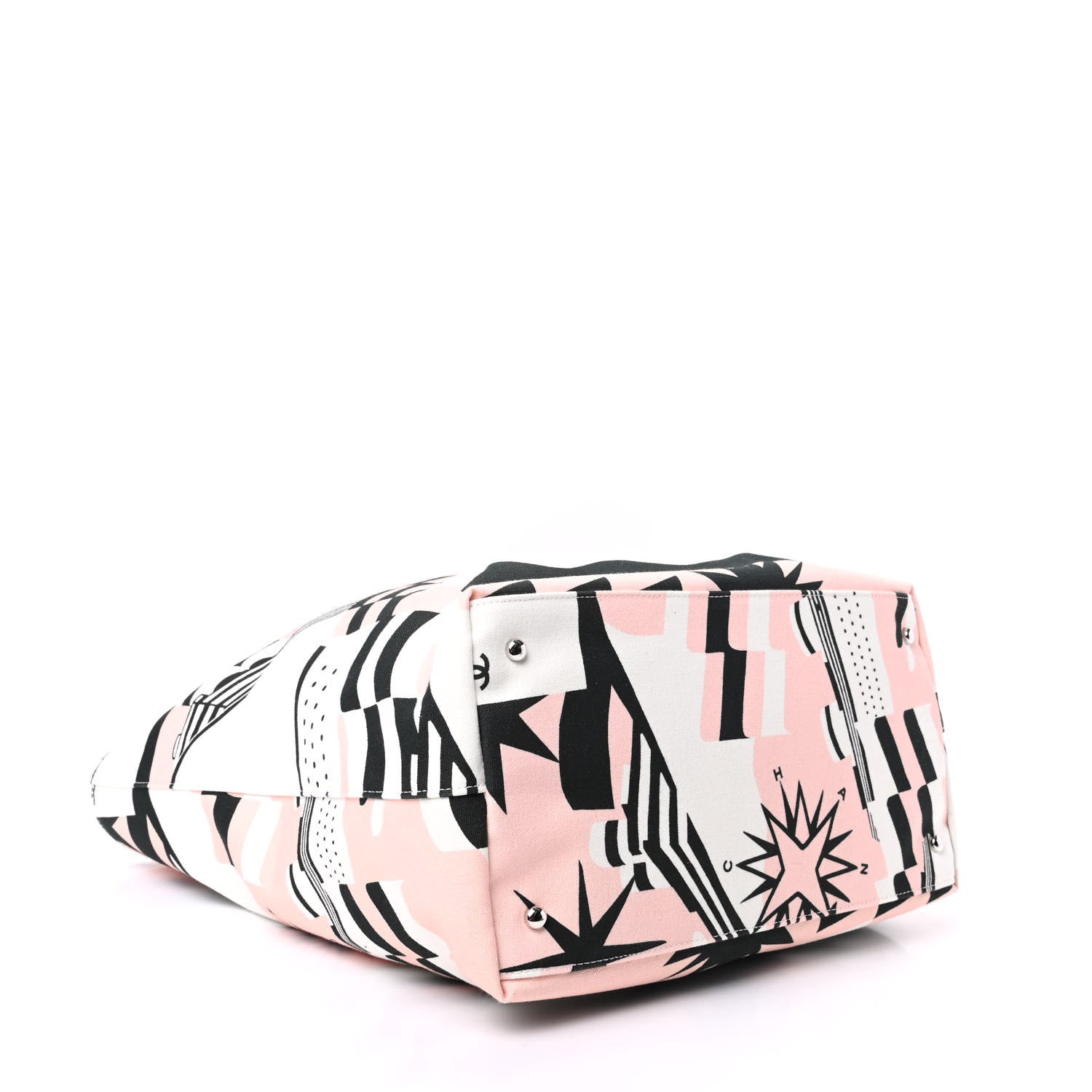Chanel Canvas Cruise Print Tote Pink White Black 4 of 9