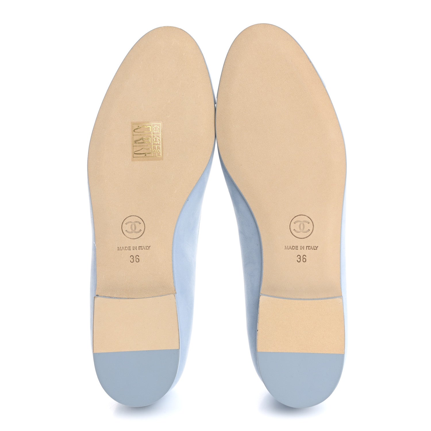 Chanel Suede Calfskin Cap Toe CC Ballerina Flats 36 Light Blue 6 of 11