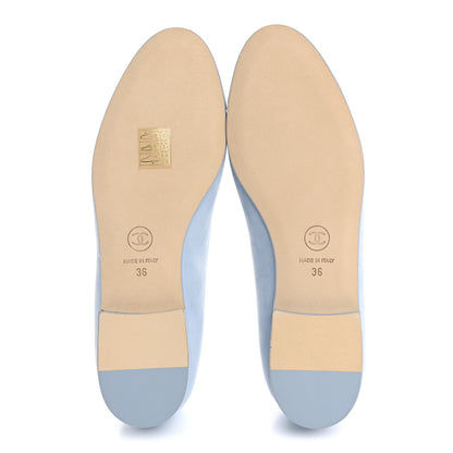 Chanel Suede Calfskin Cap Toe CC Ballerina Flats 36 Light Blue 6 of 11