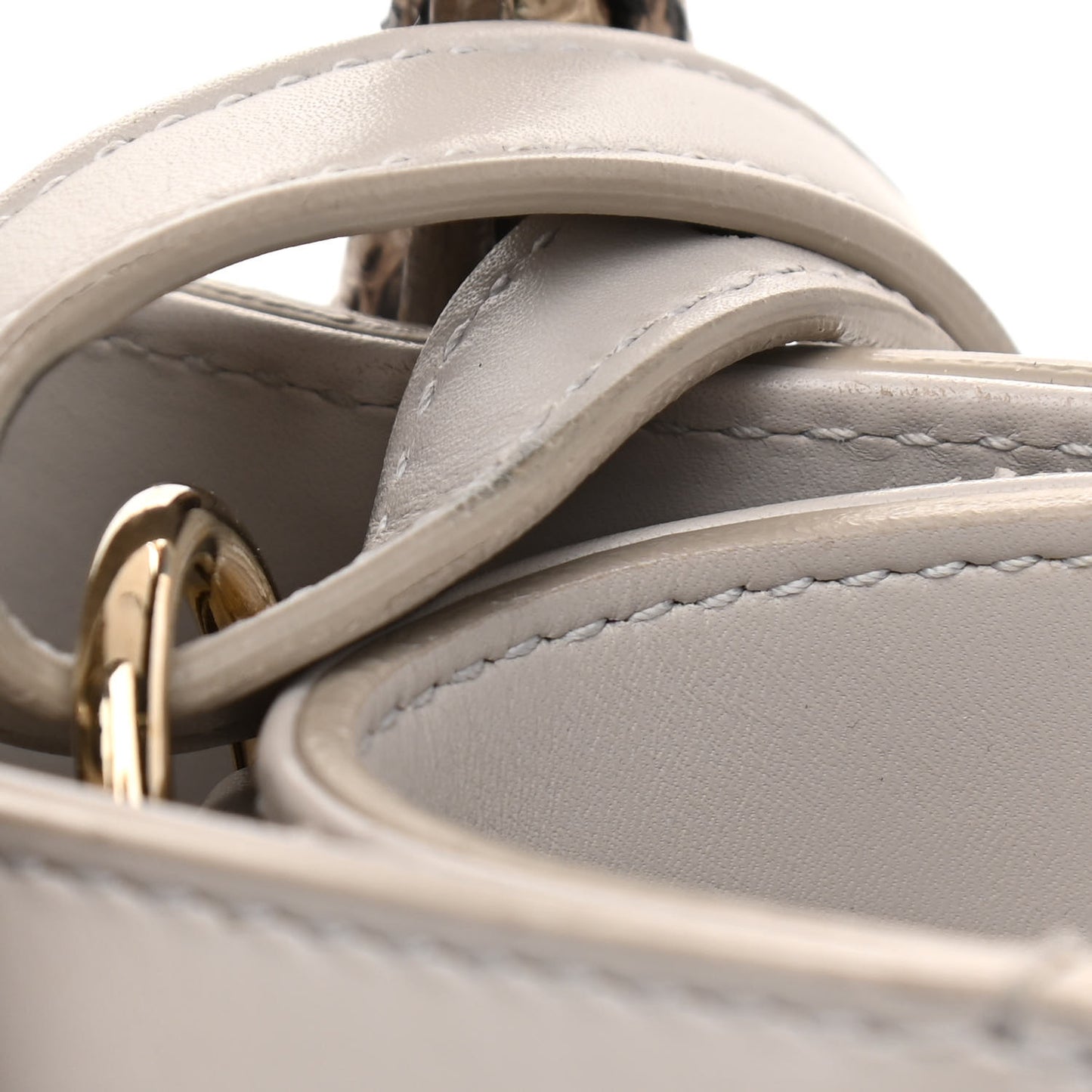 Calfskin Elaphe Snakeskin Mini Padlock All Afternoon Tote Gris Acier